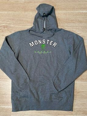 Monster Energy Drink Hoodie Women's XL Grey Mid-weight Pullover Logo Sweatshirt